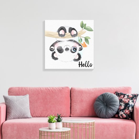 Panda Beer Canvas afdrukken (Insitu (Woonkamer))