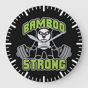 Panda Beer Cartoon - Bamboe Sterk - Deadlift Grote Klok