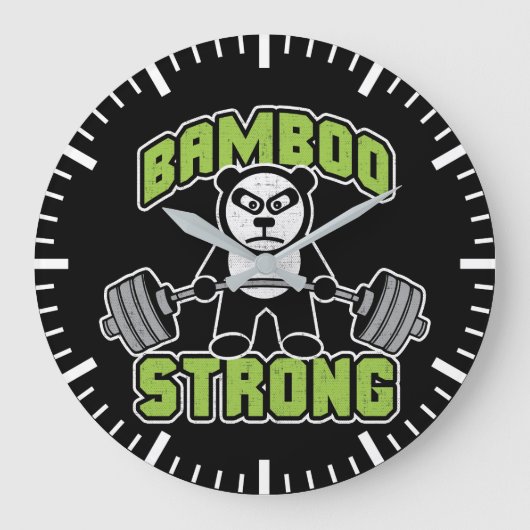 Panda Beer Cartoon - Bamboe Sterk - Deadlift Grote Klok (Voorkant)
