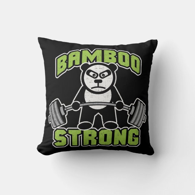 Panda Beer Cartoon - Bamboe Sterk - Deadlift Kussen (Voorkant)