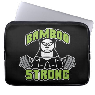 Panda Beer Cartoon - Bamboe Sterk - Deadlift Laptop Sleeve