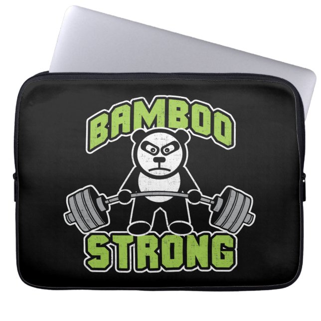 Panda Beer Cartoon - Bamboe Sterk - Deadlift Laptop Sleeve (Voorkant)