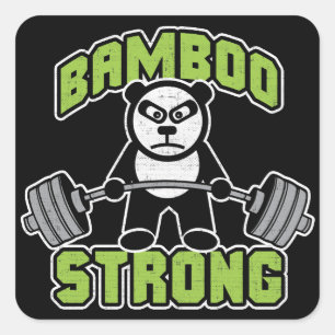 Panda Beer Cartoon - Bamboe Sterk - Deadlift Vierkante Sticker