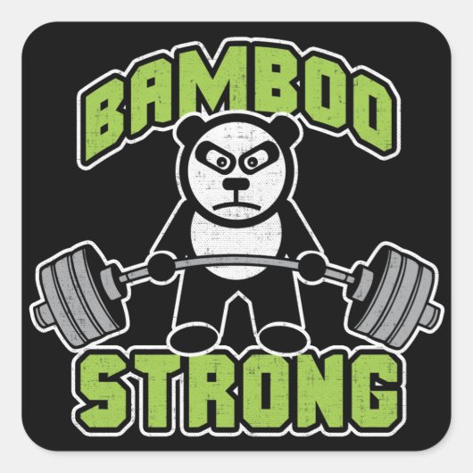 Panda Beer Cartoon - Bamboe Sterk - Deadlift Vierkante Sticker (Voorkant)