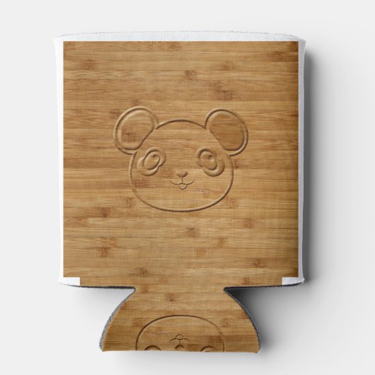 Panda Beer Carved Bamboo Print Blikjeskoeler (Achterkant)