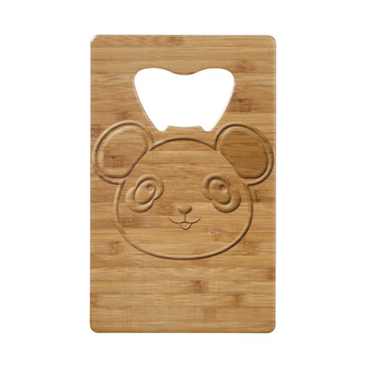 Panda Beer Carved Bamboo Print Creditkaart Flessenopener (Voorkant)