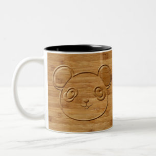 Panda Beer Carved Bamboo Print Tweekleurige Koffiemok
