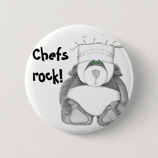 Panda Beer Chef Afbeelding Ronde Button 5,7 Cm (Voorkant)