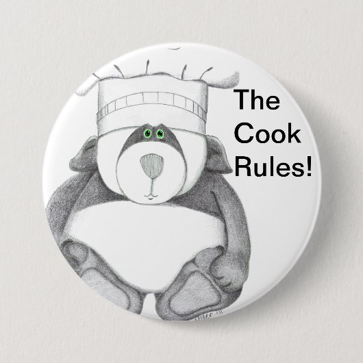 Panda Beer Chef Afbeelding Ronde Button 7,6 Cm (Voorkant)