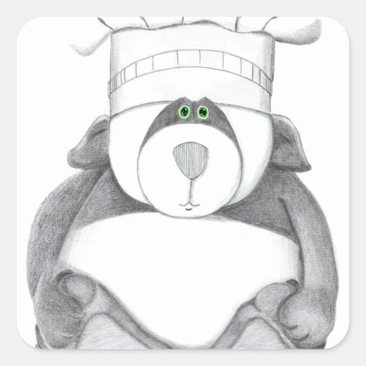 Panda Beer Chef Afbeelding Vierkante Sticker (Voorkant)