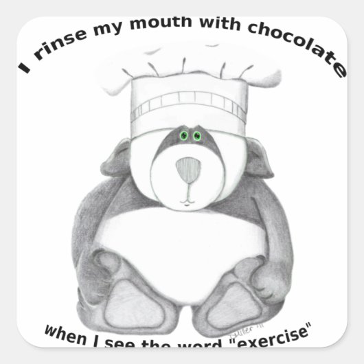 Panda Beer Chef Chocolate Vierkante Sticker (Voorkant)