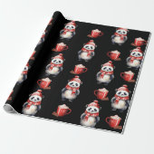Panda Beer Christmas Hot Chocolate Cadeaupapier (Uitgerold)