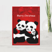 Panda Beer Couple Baby Merry kerstgratie Feestdagen Kaart (Voorkant)