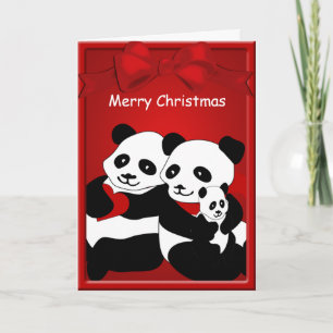 Panda Beer Couple Baby Merry kerstgratie Feestdagen Kaart