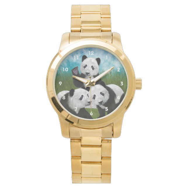 Panda Beer Cub Love Horloge (Voorkant)