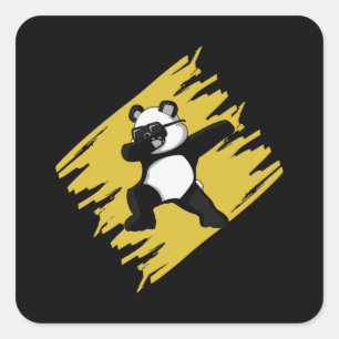 Panda Beer Cute Animal Funny Love Gift Vierkante Sticker
