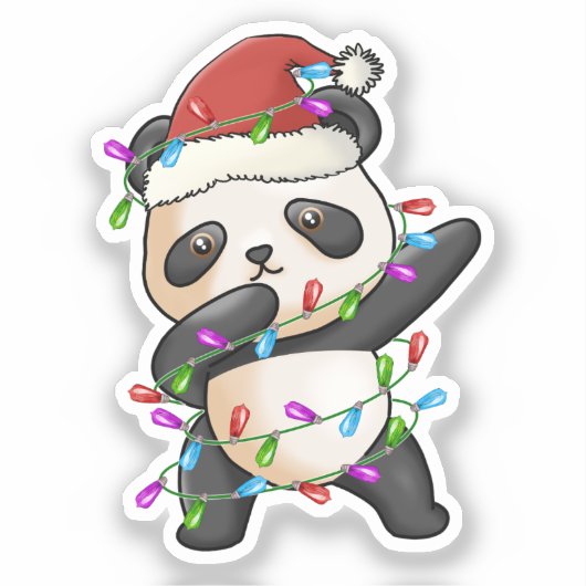 Panda Beer dab dabbin favoriete kerstverlichting Sticker (Voorkant)