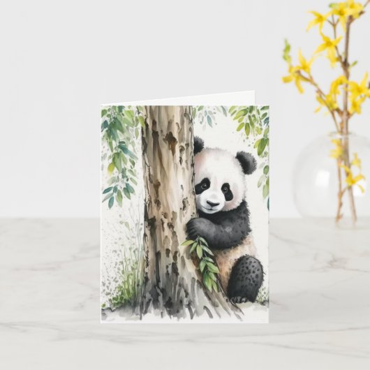 Panda Beer Dank u Kaart (Gele Bloem)