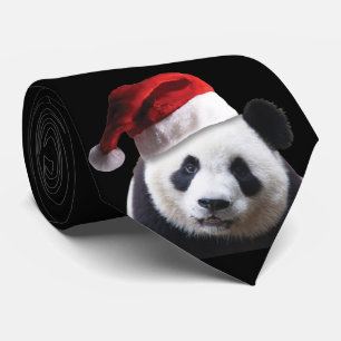 Panda Beer die een kerstkerstcadeautje met een ker Stropdas