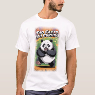 Panda Beer die lol maakt door scheten te laten op T-shirt