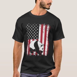 Panda Beer Dier Amerikaanse vlag T-shirt