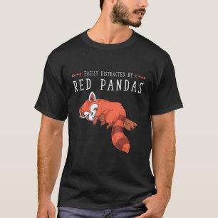 Panda Beer Dier gemakkelijk afgeleid door rode pan T-shirt