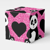 Panda Beer Dierenvriend Black Harten Roze Glitter Bedankdoosjes (Voorkant Zijde)