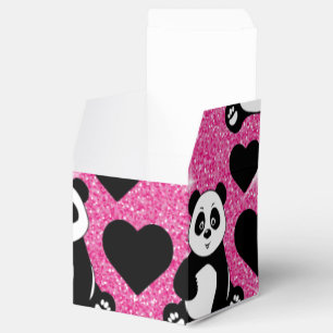 Panda Beer Dierenvriend Black Harten Roze Glitter Bedankdoosjes