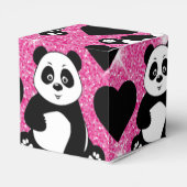 Panda Beer Dierenvriend Black Harten Roze Glitter Bedankdoosjes (Achterkant)