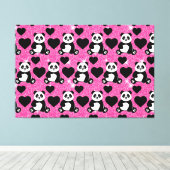 Panda Beer Dierenvriend Black Harten Roze Glitter Canvas Afdruk (Insitu (Houten vloer))