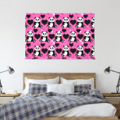 Panda Beer Dierenvriend Black Harten Roze Glitter Canvas Afdruk (Insitu (Slaapkamer))