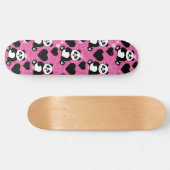 Panda Beer Dierenvriend Black Harten Roze Glitter Persoonlijk Skateboard (Horizontaal)