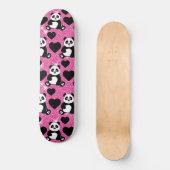 Panda Beer Dierenvriend Black Harten Roze Glitter Persoonlijk Skateboard (Voorkant)