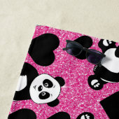 Panda Beer Dierenvriend Black Harten Roze Glitter Strandlaken (In situ)