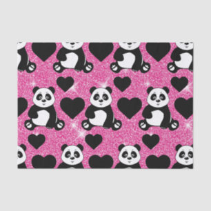 Panda Beer Dierenvriend Black Harten Roze Glitter Tissuepapier