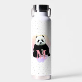 Panda Beer Diermonogram Kind Roze Waterfles (Voorkant)