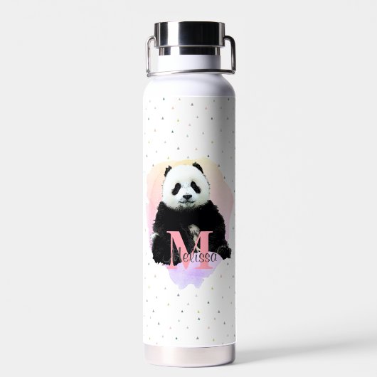 Panda Beer Diermonogram Kind Roze Waterfles (Achterkant)