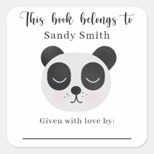 Panda beer - Dit boek is van met bericht Vierkante Sticker