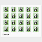 Panda beer eet bamboebladeren vierkante sticker (Vel)