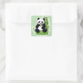 Panda beer eet bamboebladeren vierkante sticker (Tas)