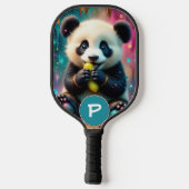 Panda Beer eet een augurk Monogram Pickleball Paddle (Achterkant)