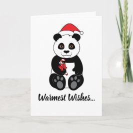 Panda Beer Eet een Suikerstok met Kerstmis Feestdagen Kaart