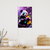 Panda Beer en Bloemen Poster (Keuken)