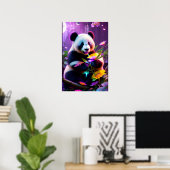 Panda Beer en Bloemen Poster (Thuiskantoor)