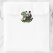 Panda-beer en cubs, ornament van kunstmetaal ronde sticker (Tas)