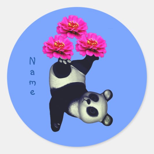Panda-Beer en roze zinniesluiting op maat Ronde Sticker (Voorkant)