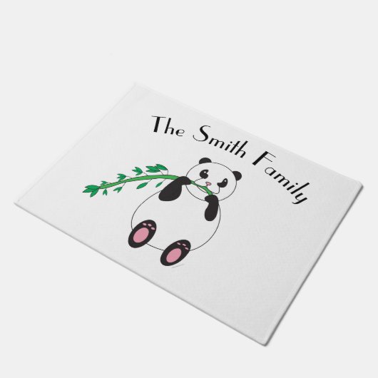 Panda Beer Eten Bamboe Personaliseren Deurmat (Schuin)