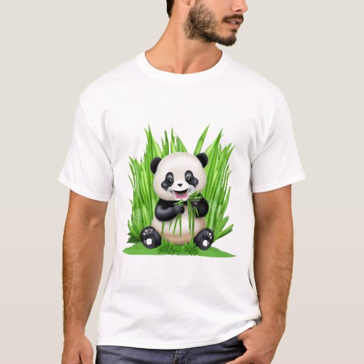 Panda Beer eten bamboe T-shirt (Voorkant)