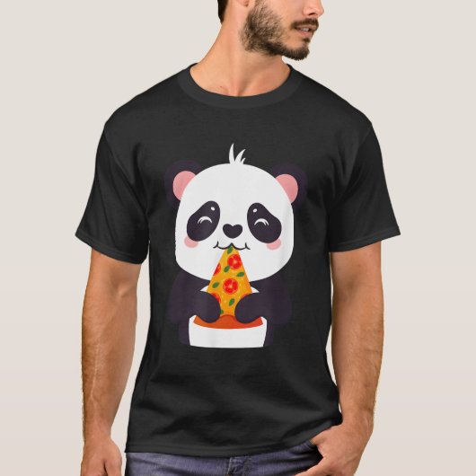 Panda Beer eten Pizza T-shirt (Voorkant)
