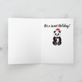 Panda Beer Eten van een Candy Cane met Kerstmis Feestdagen Kaart (Binnen)
